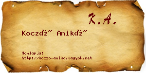 Koczó Anikó névjegykártya